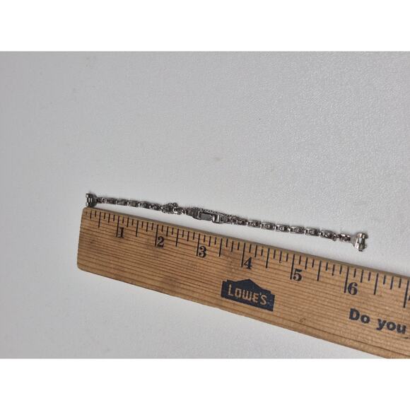 Vintage Sterling Silver Simulated Diamond Tennis Bracelet 6" Needs Repair - Picture 3 of 5